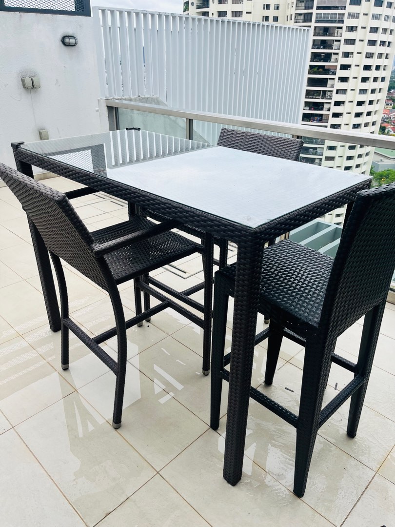 Outdoor high table & chairs, Furniture & Home Living, Outdoor Furniture