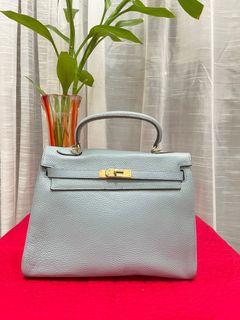 Hermes Kelly 32cm Black Box GHW - Preloved - Lilac Blue London