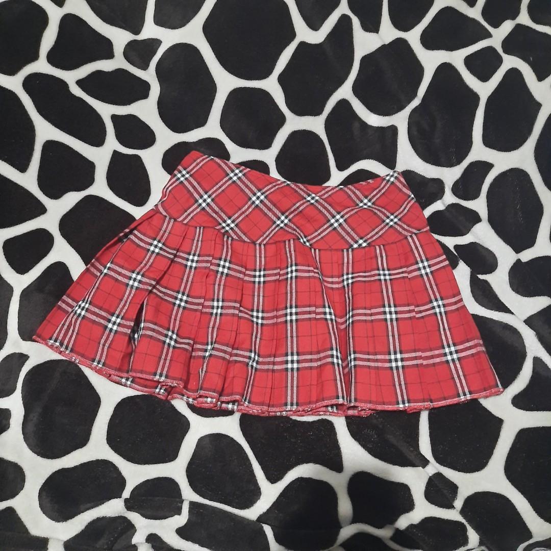 red plaid mini skirt, Women's Fashion, Bottoms, Skirts on Carousell