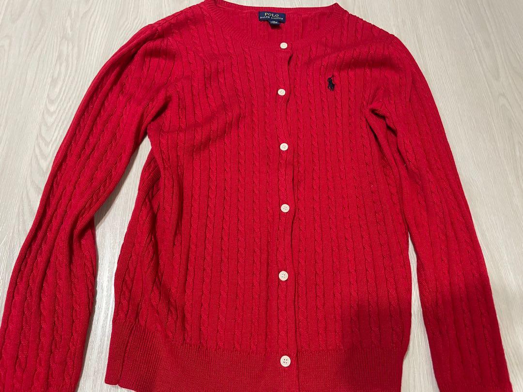 Red ralph lauren cardigan store