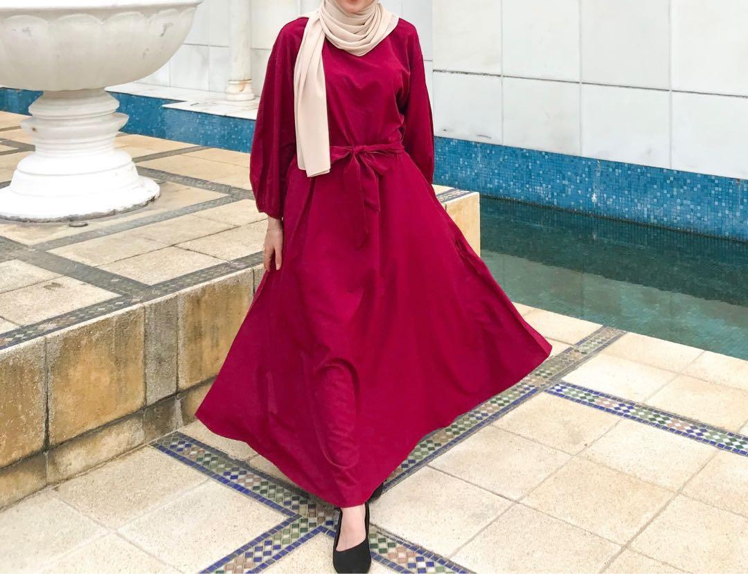 RENT Exclusive Dress Jubah Arabic Maroon ONE SET EVENT PANTAI