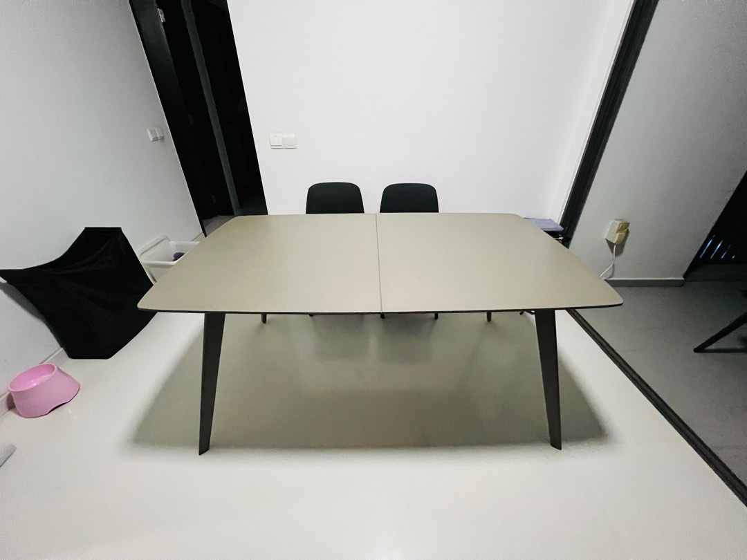 Sandy Extendable Dining Table with grey stone finish, Furniture & Home ...