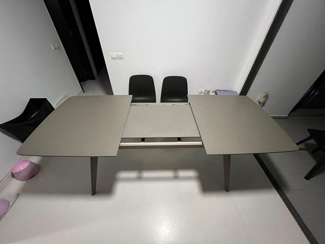 Sandy Extendable Dining Table with grey stone finish, Furniture & Home