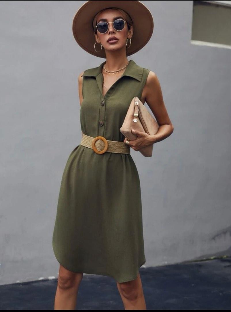 Shein Army Green Dress, Women's Fashion, Dresses & Sets, Dresses on  Carousell