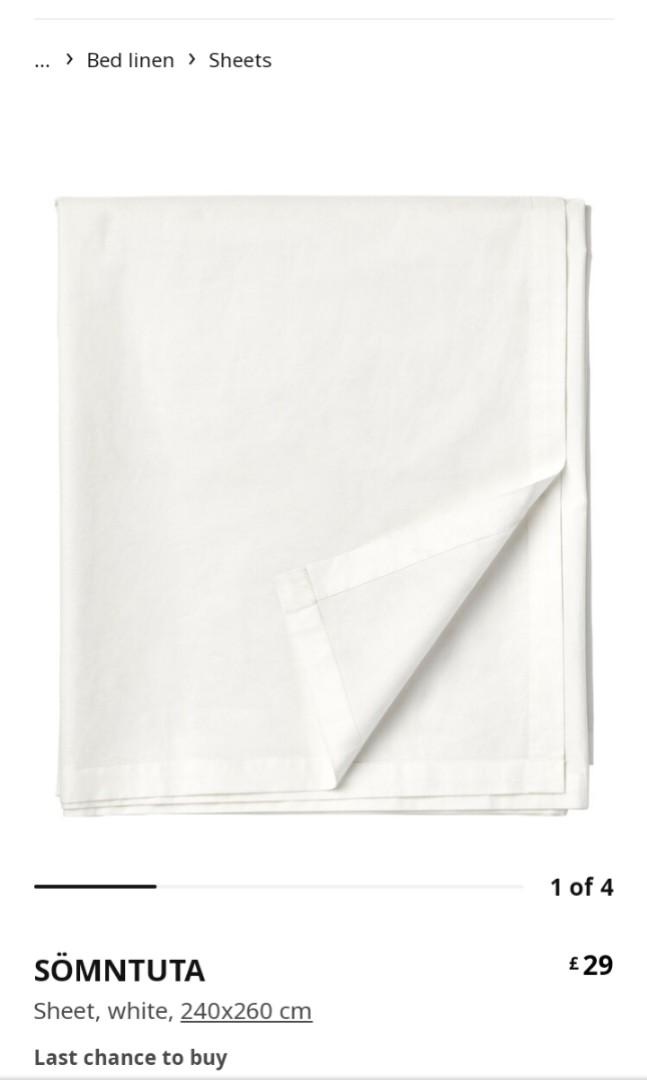 SOMNTUTA IKEA SHEET QUEEN/KING SIZE, Furniture & Home Living, Bedding