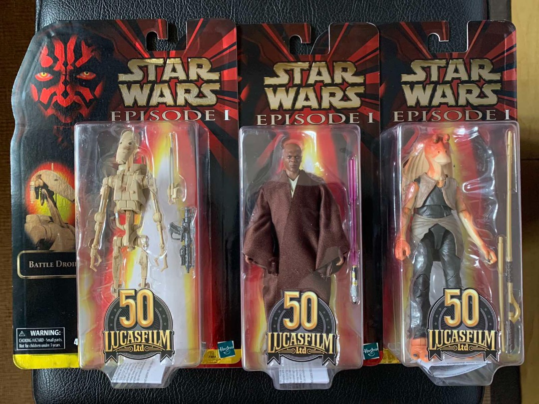 Star Wars Mace Windu / Jar Jar Binks / Battle Droid SET, Hobbies & Toys