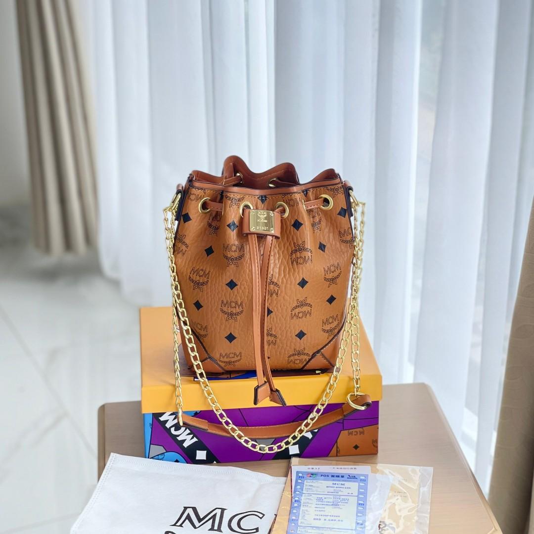 Tas MCM Drawstring Bucket Bag Full Set