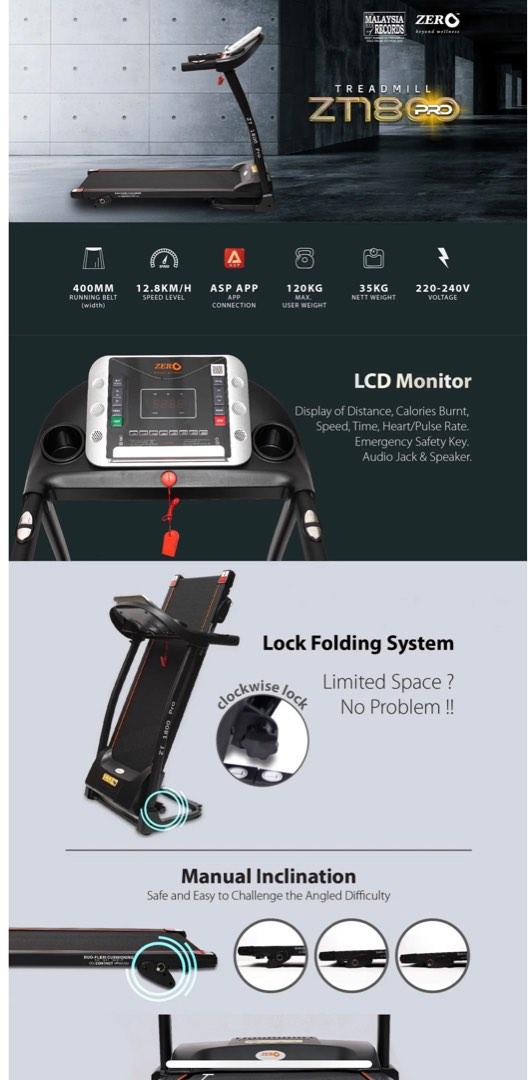 Treadmill ZT 1800 Pro, Sports Equipment, Exercise & Fitness, Cardio