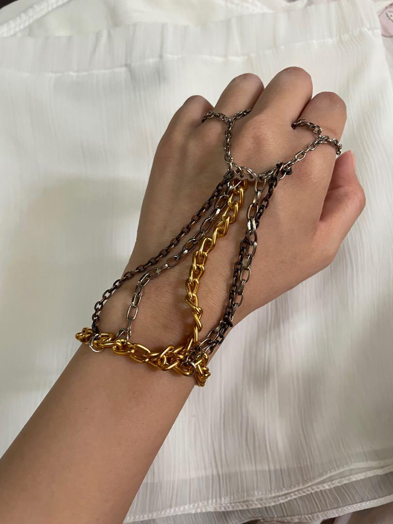 Tri color gold silver ring bracelet chain (Category: Rings) located in Cainta. Submitted by arideclutter (Listing ID 1179936608, Image 1). Description: Tri color gold silver ring bracelet chain Unique bracelet ring design Gold is still very shiny Has some tarnishing but barely noticeable.
