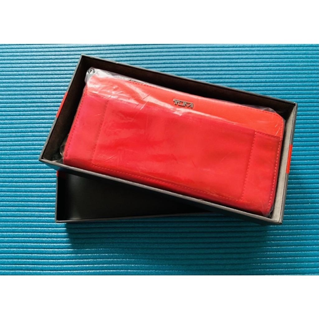Tumi zip around wallet women red Brand new in box with