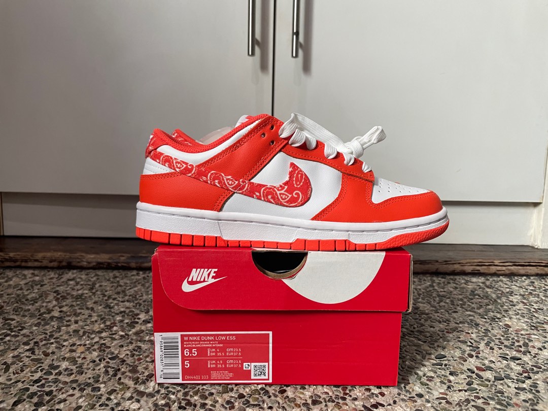 US 6.5W] NIKE DUNK LOW ESSENTIAL PAISLEY PACK ORANGE, Women's Fashion,  Footwear, Sneakers on Carousell