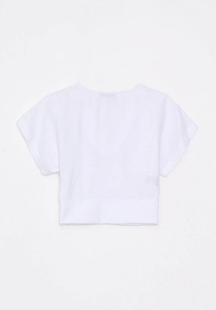 V Neck Button Blouse White main image 0
