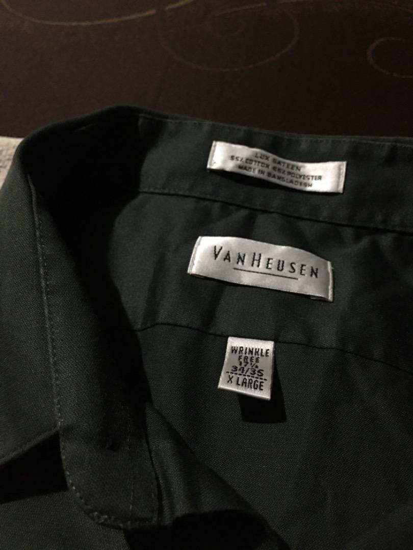 Van Heusen Men's Dress Shirts Regular Fit Lux Sateen Stretch Solid, Men's  Fashion, Tops & Sets, Formal Shirts on Carousell