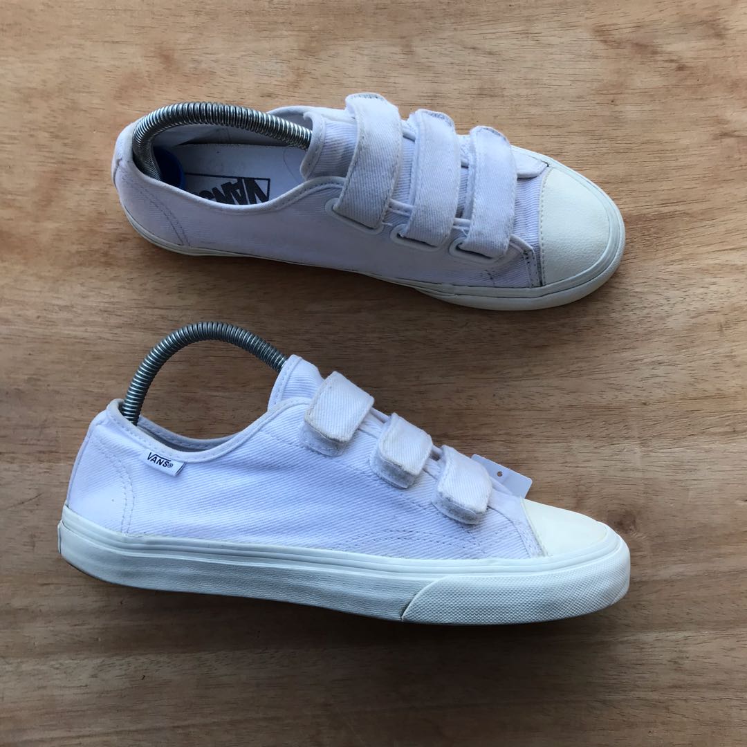 All white velcro vans deals