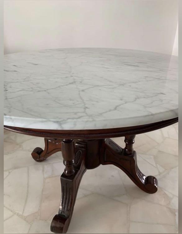 Vintage Round Marble Table 1.2M diameter, Furniture