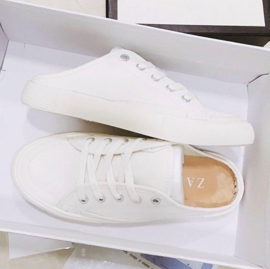white sneaker mules Women s Fashion Footwear Sneakers on Carousell