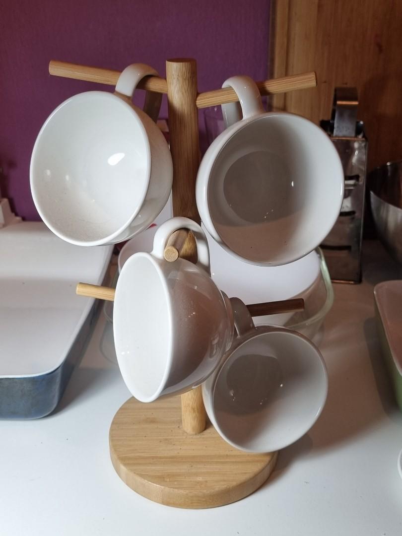 Wooden Cup holder + 4 cups. Ikea, Furniture & Home Living, Kitchenware & Tableware, Coffee & Tea