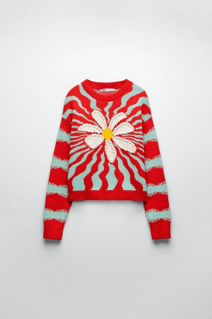 Floral jacquard sweater zara Outlet