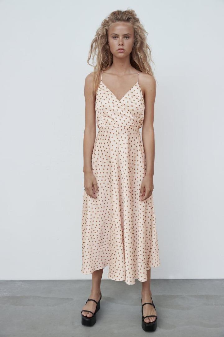 Zara cream polka dot best sale dress