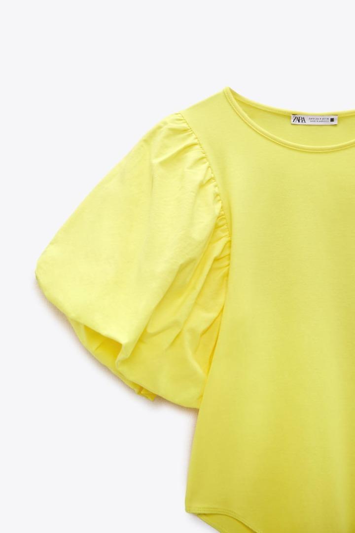 ZARA PUFF SLEEVE BODYSUIT, Women's Fashion, Tops, Others Tops on Carousell