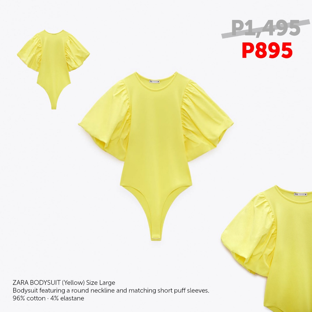 ZARA PUFF SLEEVE BODYSUIT, Women's Fashion, Tops, Others Tops on Carousell