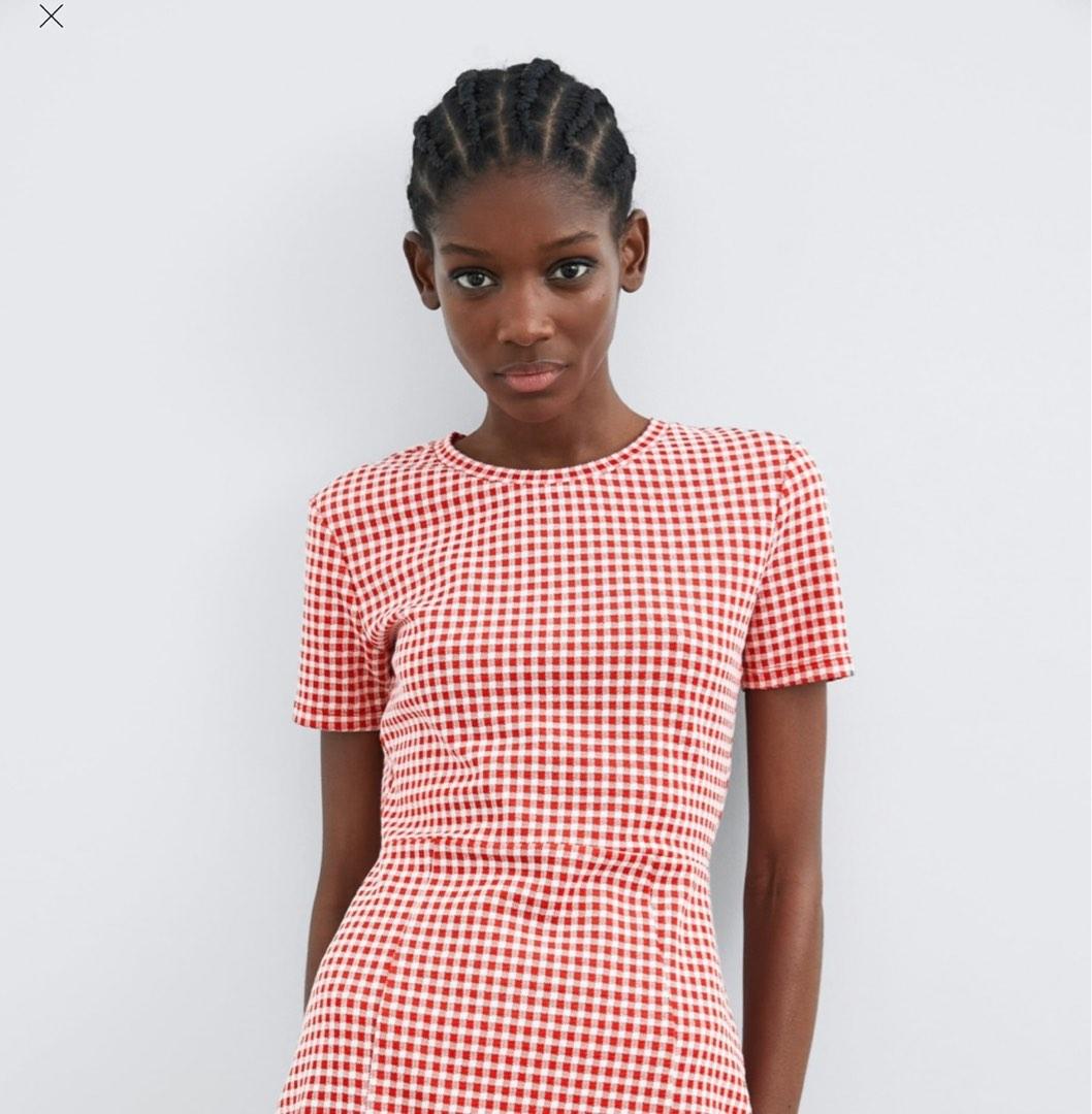 Zara red gingham dress on sale