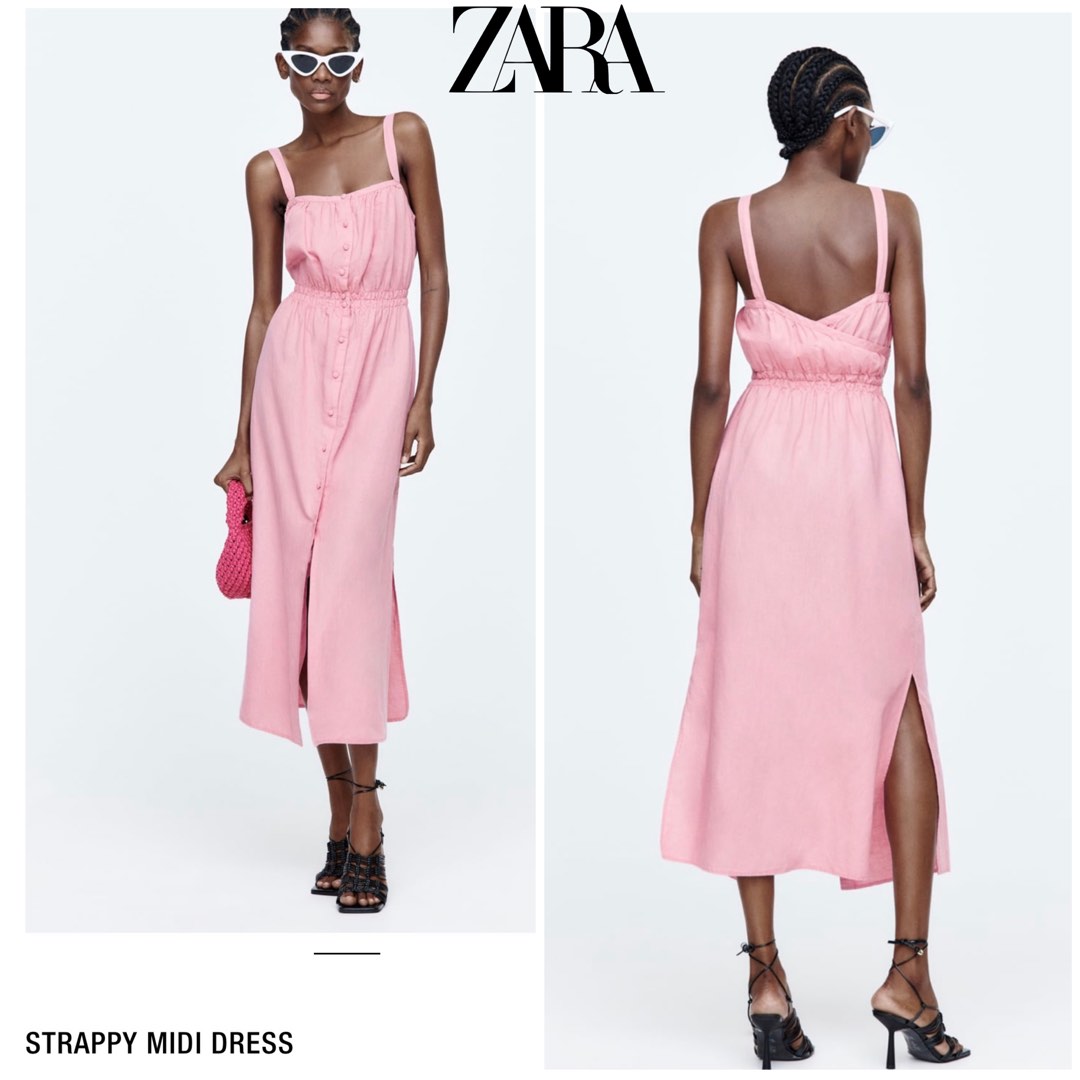 Zara pink strappy dress clearance