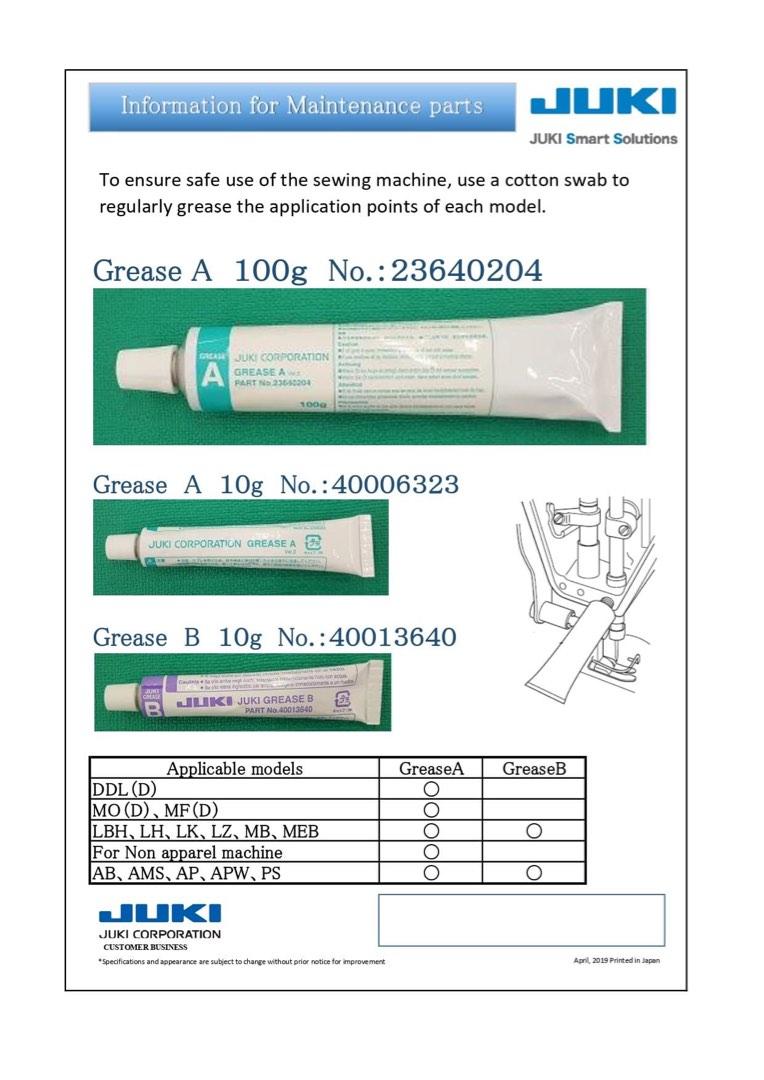 Authentic Juki Grease A Tube (10g) (Industrial Sewing Machine Parts