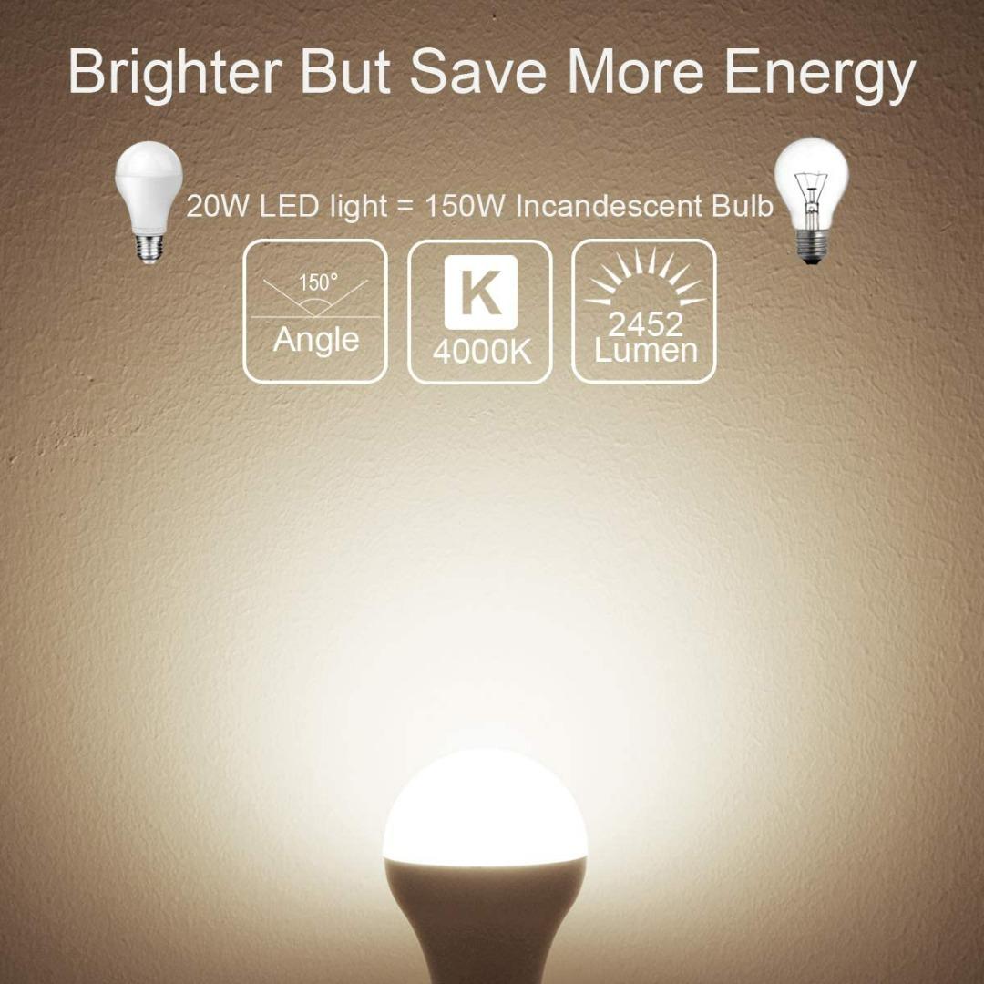 Awenia LED Light Bulb E27 Daylight Natural White A65 Edison Screw,20W