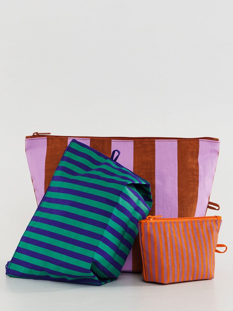 Baggu Go Pouch Set Piazza Stripe Women s Fashion Bags