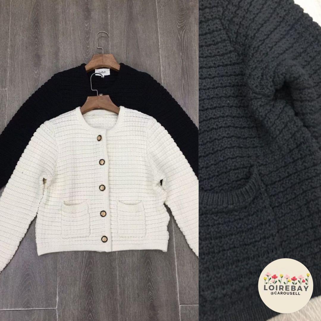 Ba Sh Gaspard Knit Cardigan Black Off White Women S Fashion Tops Longsleeves On Carousell