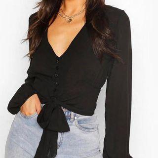 Boohoo black crop top size 8 BNWT