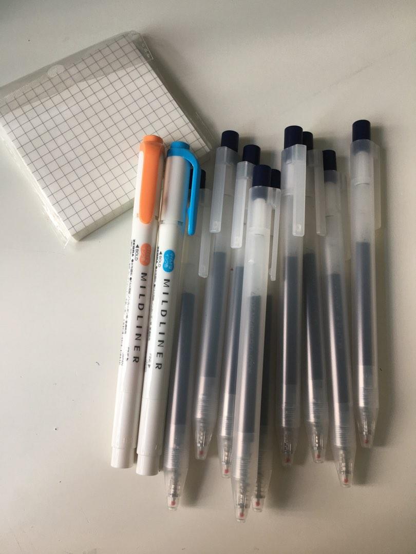 Brand New Stationary (Muji Gel Pens Blueblack, Mildliner Highlighters