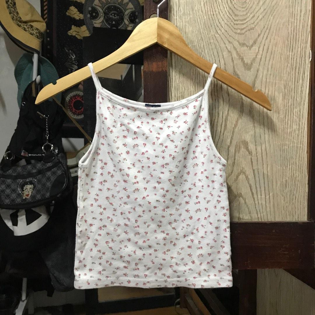 Brandy Melville Reworked Red And Pink Floral Skylar Tank Top