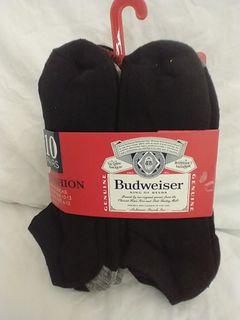 Budweiser Socks 10-Pair Black No Show Cushion Shoe Size 6-12 NewUSA