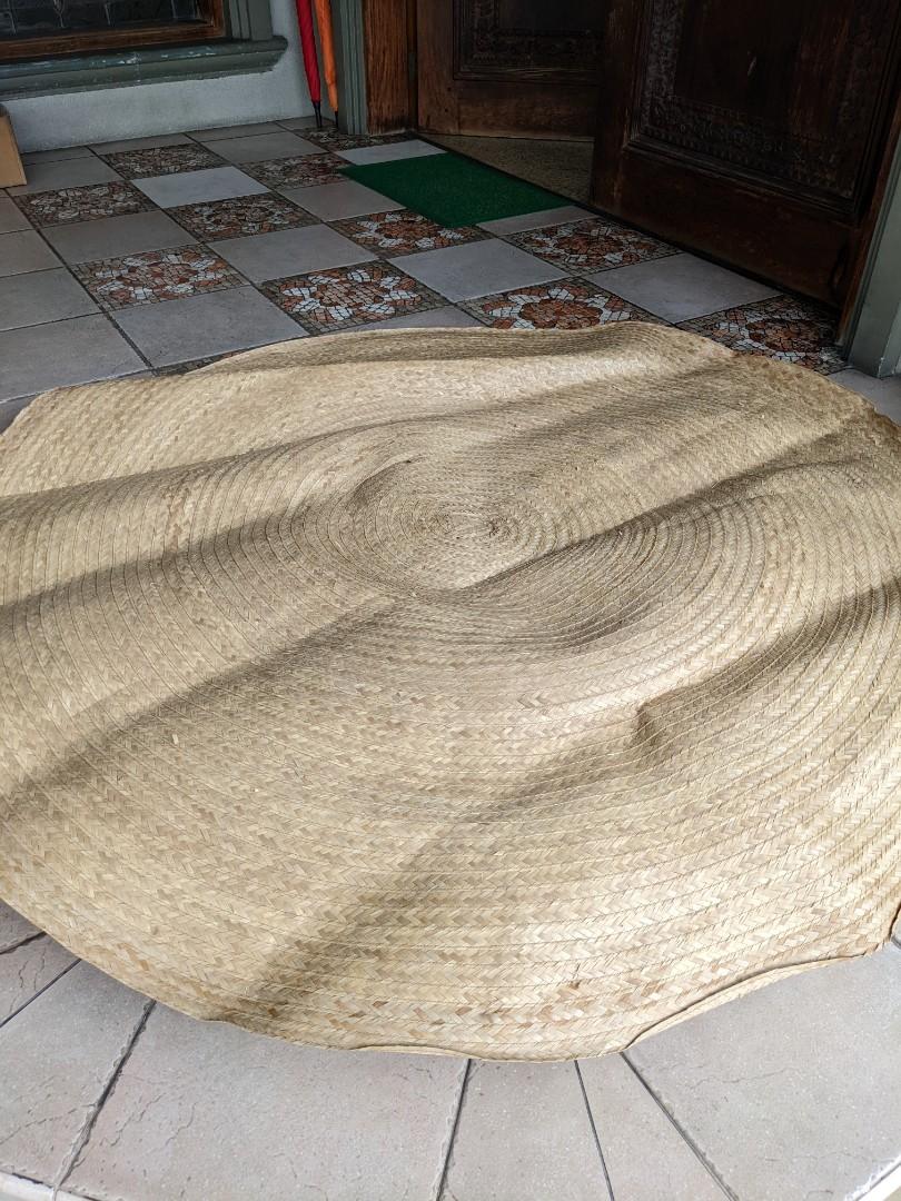Buri Rattan Hemp Round Rug Carpet, Furniture & Home Living, Furniture