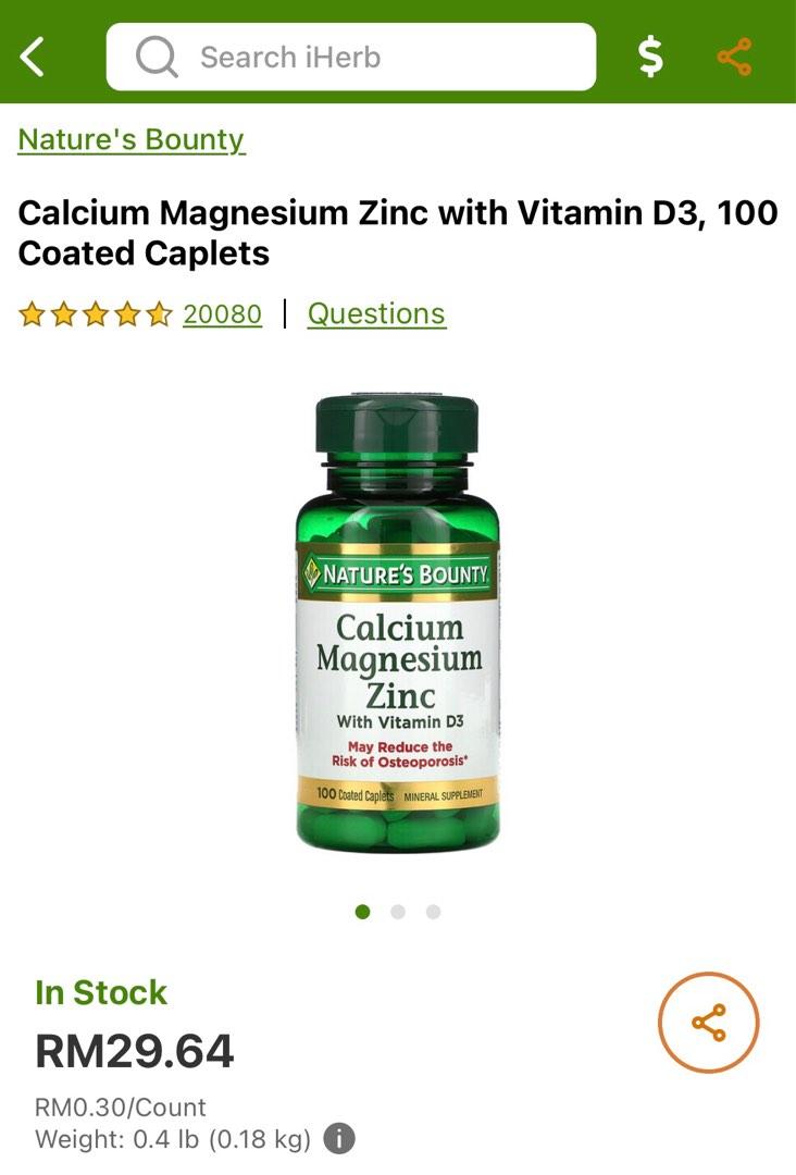 BUY 1 FREE 1 bottle x Calcium Magnesium Zinc Vitamin ...
