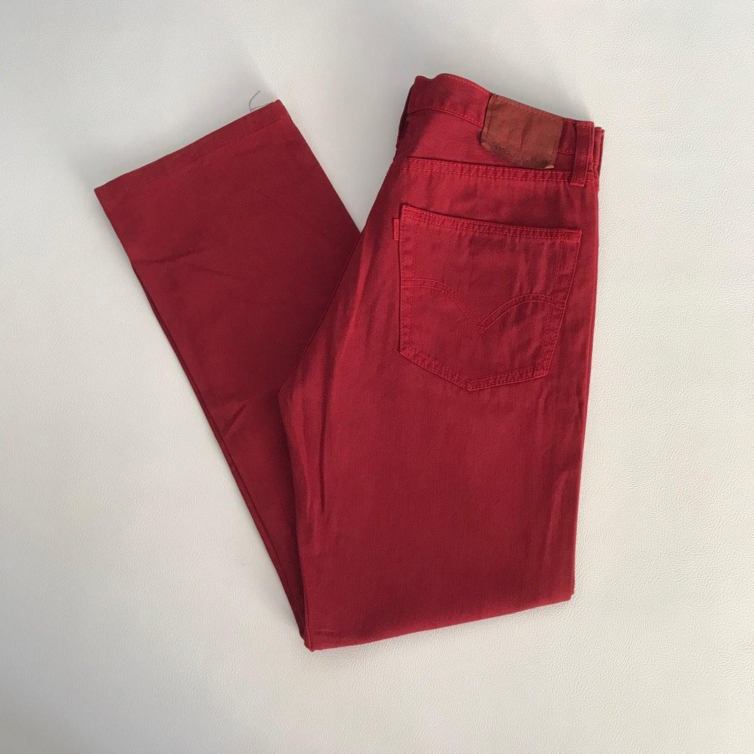 celana panjang jeans levis 501 maroon second bekas preloved