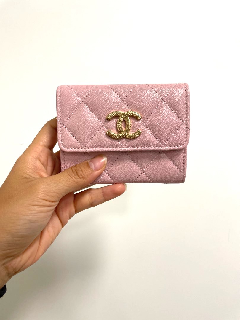 Chanel Pink Flap Card Holder, Luxury, Bags & Wallets on Carousell