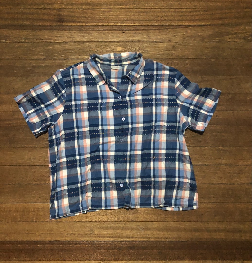 Checkered Camp Collar Boxy Shirt, Men's Fashion, Tops & Sets, Tshirts ...