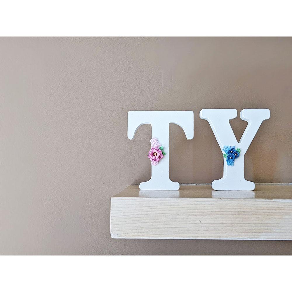 Chrysanthemum flower wood letters for nursery decor, wedding table letter, flower letter T, wood