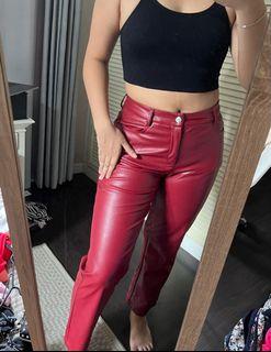 Cider red faux leather pants
