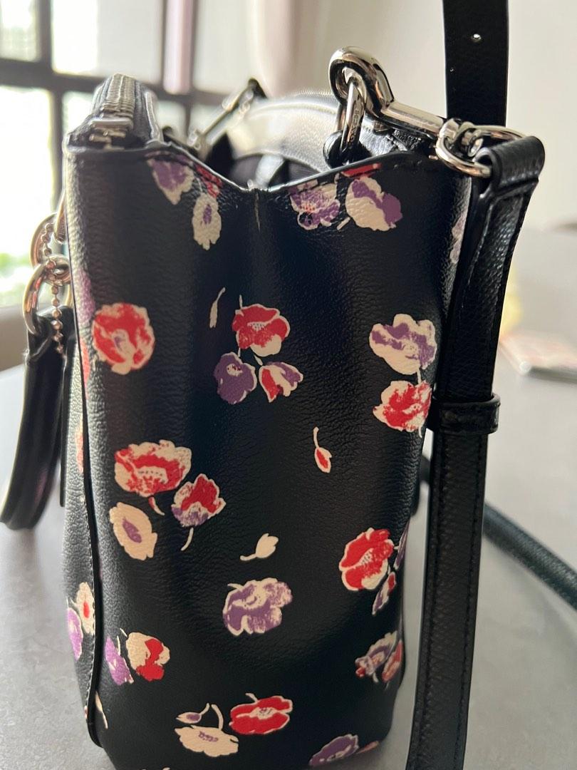 Coach Black Floral Handbag Sling Bag Crossbody