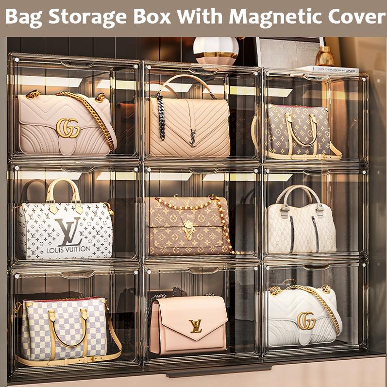 Foldable Luxury Bag Storage Box Magnetic Acrylic Dustproof Display