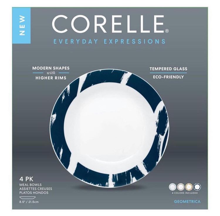 Corelle dinnerware set Corelle everyday graphic stitch meal bowls 4 pc