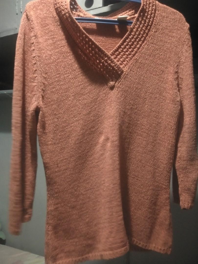 Crochet sweater (Category: Coats, Jackets and Outerwear) located in Marikina City. Submitted by jenzitems (Listing ID 1180192419, Image 1). Description: Tan in color Can fit small-medium Rfs: decluttering.