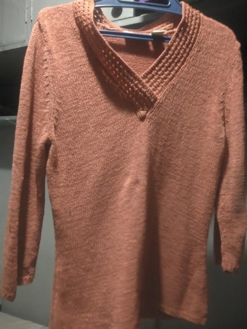Crochet sweater (Category: Coats, Jackets and Outerwear) located in Marikina City. Submitted by jenzitems (Listing ID 1180192419, Image 2). Description: Tan in color Can fit small-medium Rfs: decluttering.