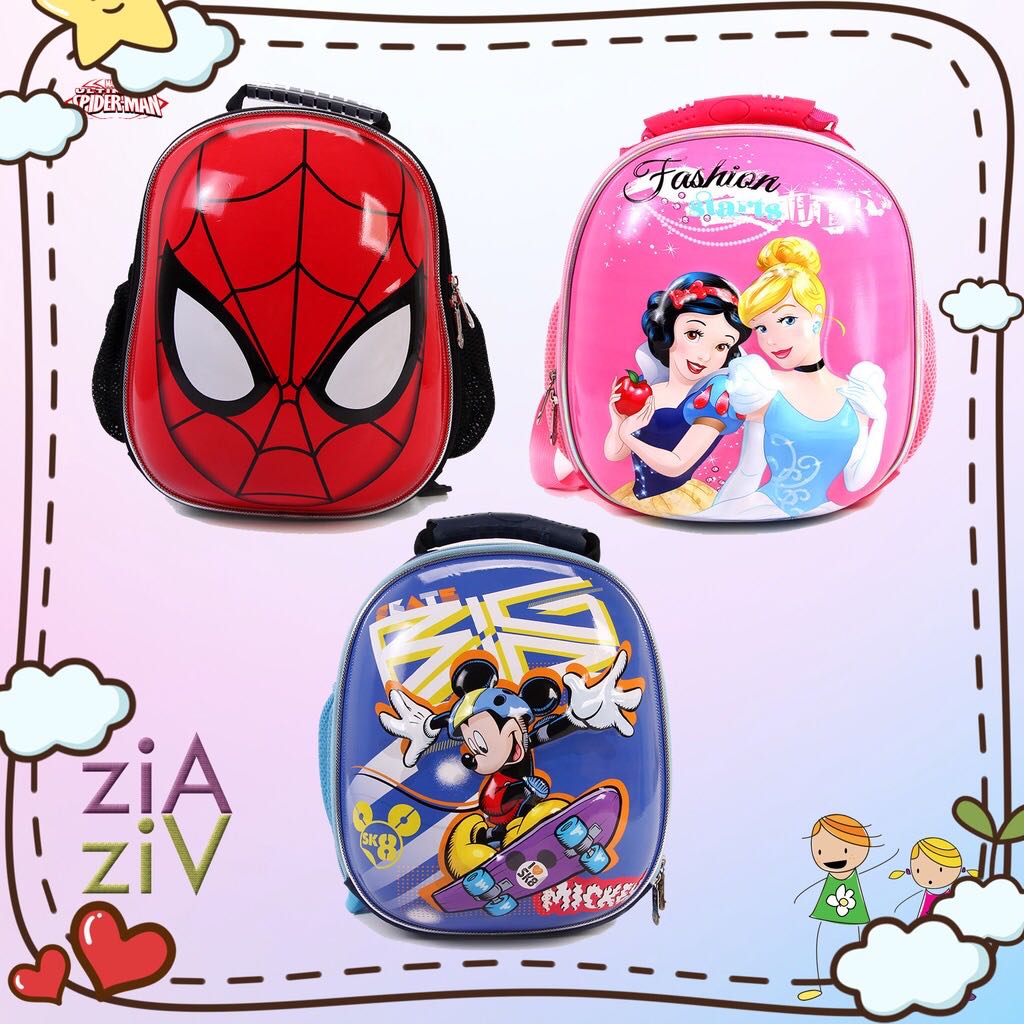 Disney Backpack Marvel mickey princess spiderman Series Eggshell 3D