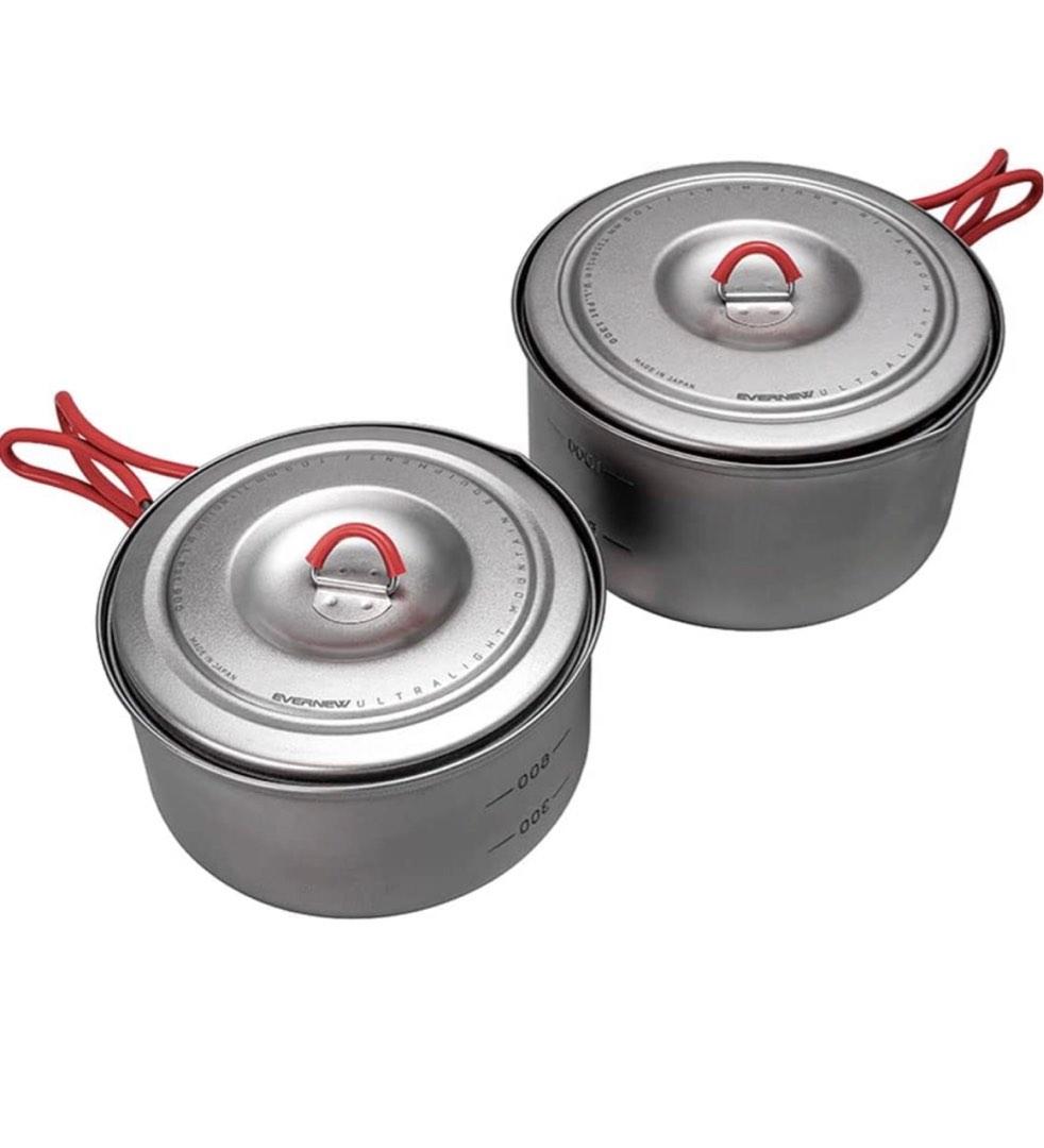Evernew Ultralight Titanium Pot Set 1300+900, Sports Equipment, Hiking
