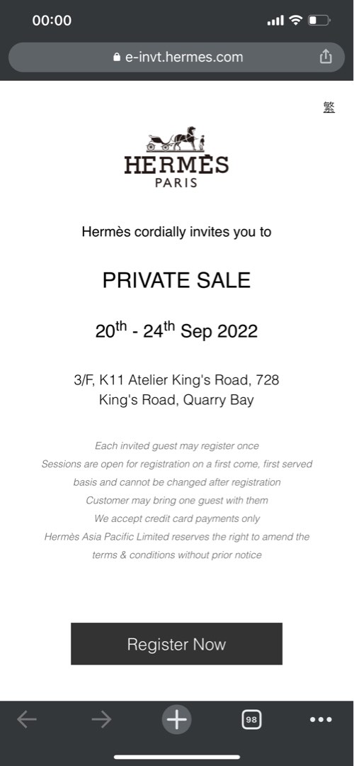 hermes private sale 2022